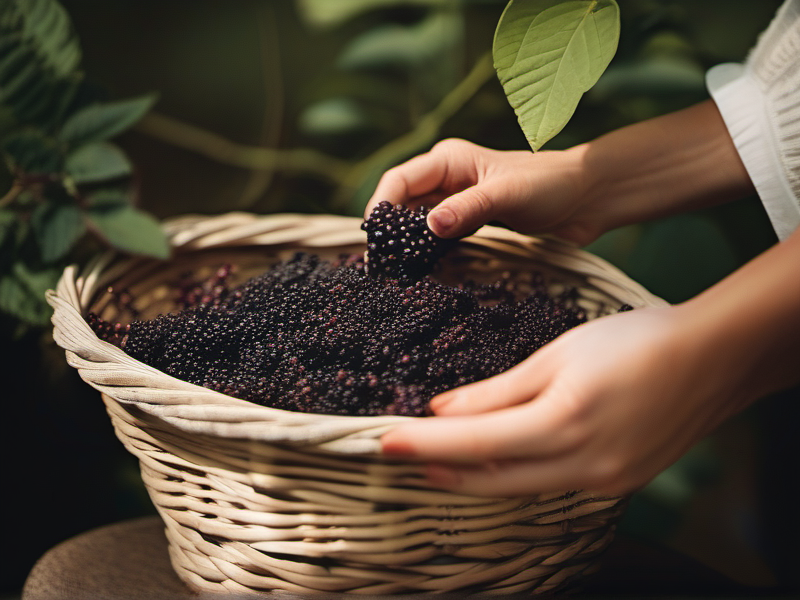 Harvesting elderberries by hand — the old way