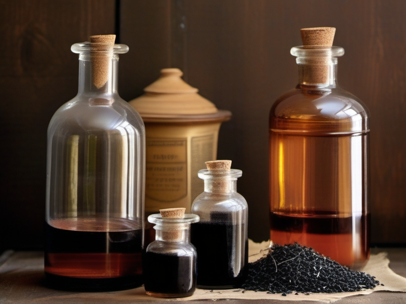 Apothecary bottles of properly prepared elderberry tincture